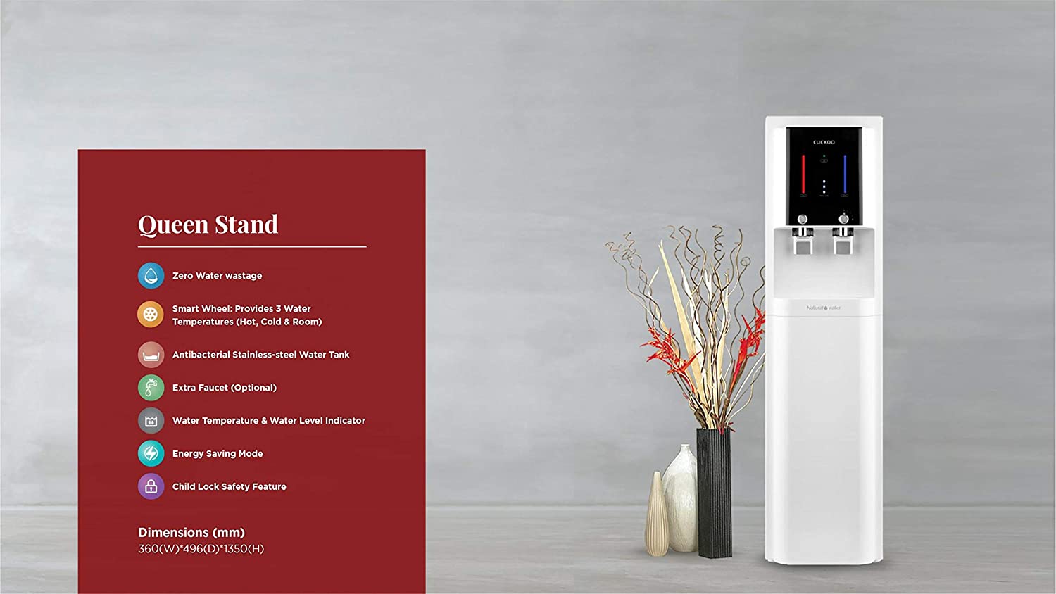 (Combo) of Queen Stand Nano Positive Water Purifier + G-Tool Air purifier  (CP-DN1204SW + CAC-G0910FN)