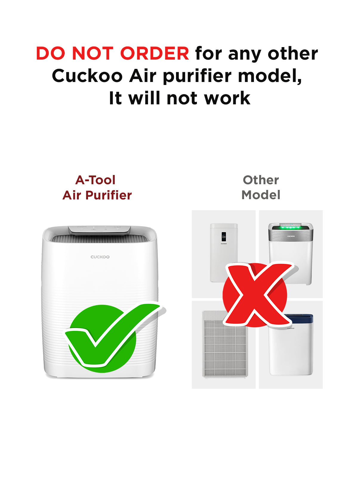 Air Purifier Replacement Filter For Models  A-Tool (CAC-C1220FW) & C-Tool (CAC-C1210FW)