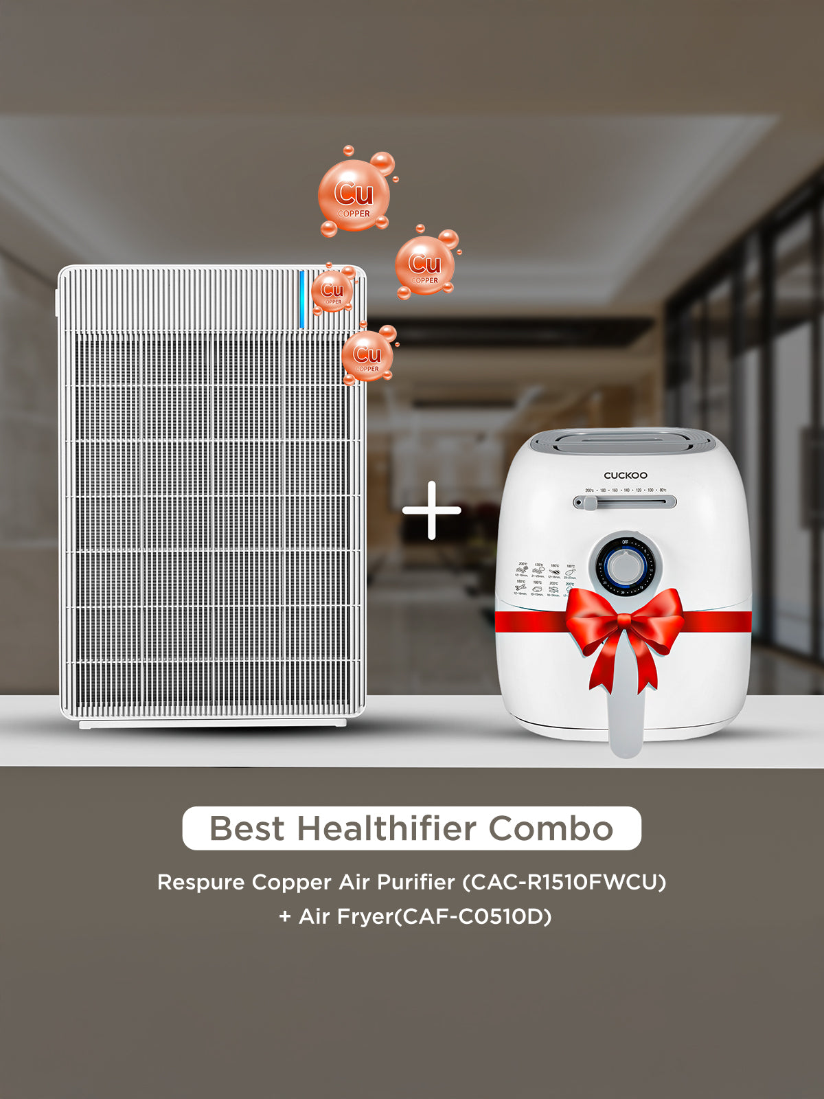 (Combo) Of - Respure Copper Air Purifier + Air Fryer 4.7 L (CAC-R1510FWCU + CAF-C0510D)