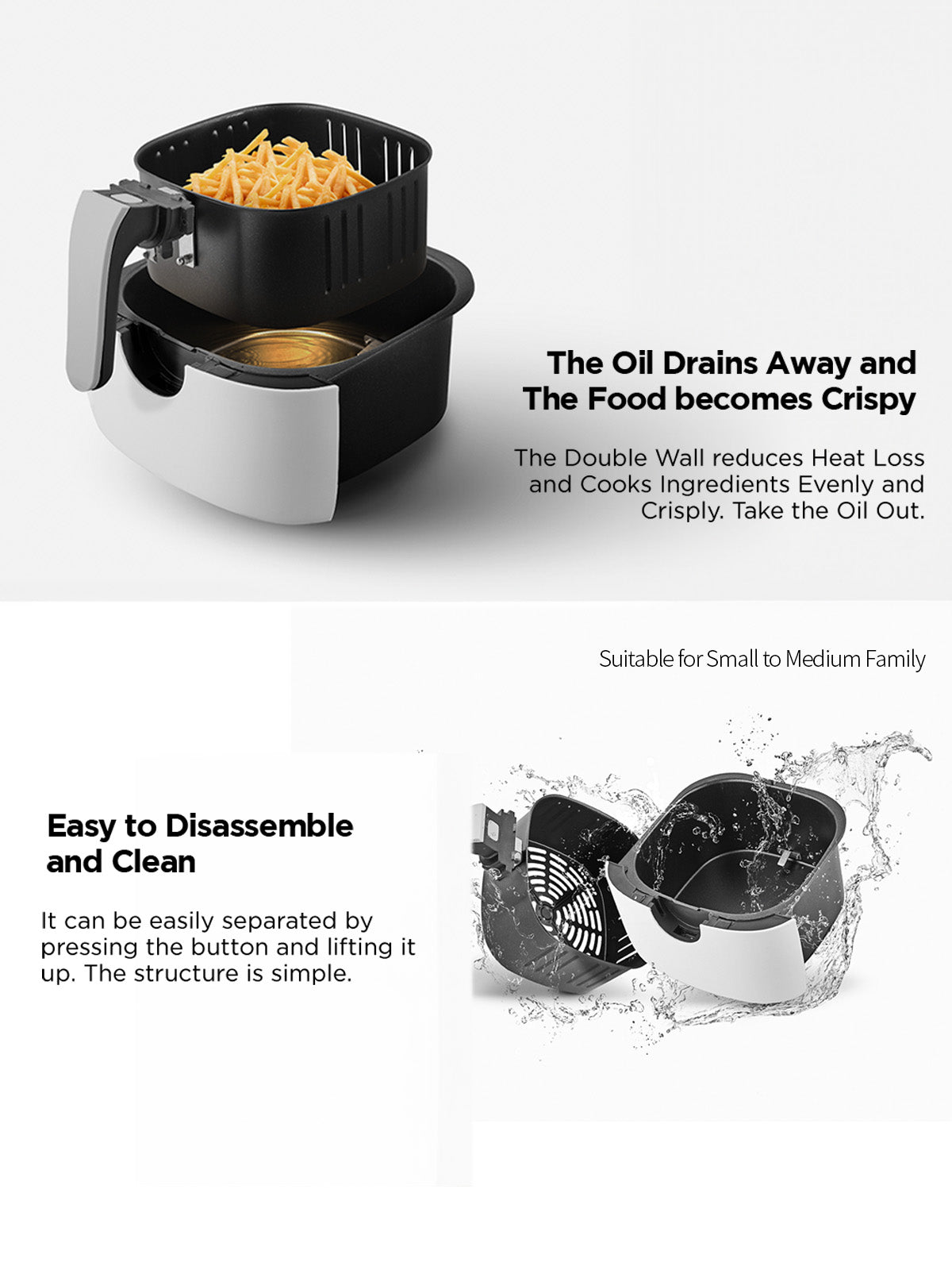 Air Fryer 4.7L 1400W I Healthy Oil free Cooking, Baking & Roasting | CAF-C0510D | White