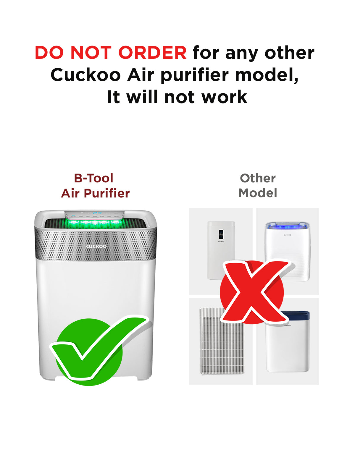 Replacement Filter for Cuckoo B Model HEPA Air Purifier | CACFS BDEHE | CAC-B1230FW