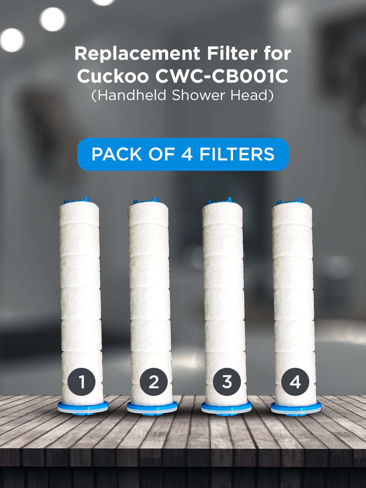 Replacement Filter For Shower Head - 4 Sediment & 1 Chlorine (1 Year Life)