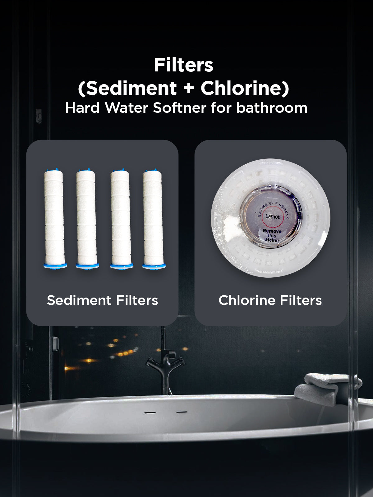 Replacement Filter For Shower Head - 4 Sediment & 1 Chlorine (1 Year Life)