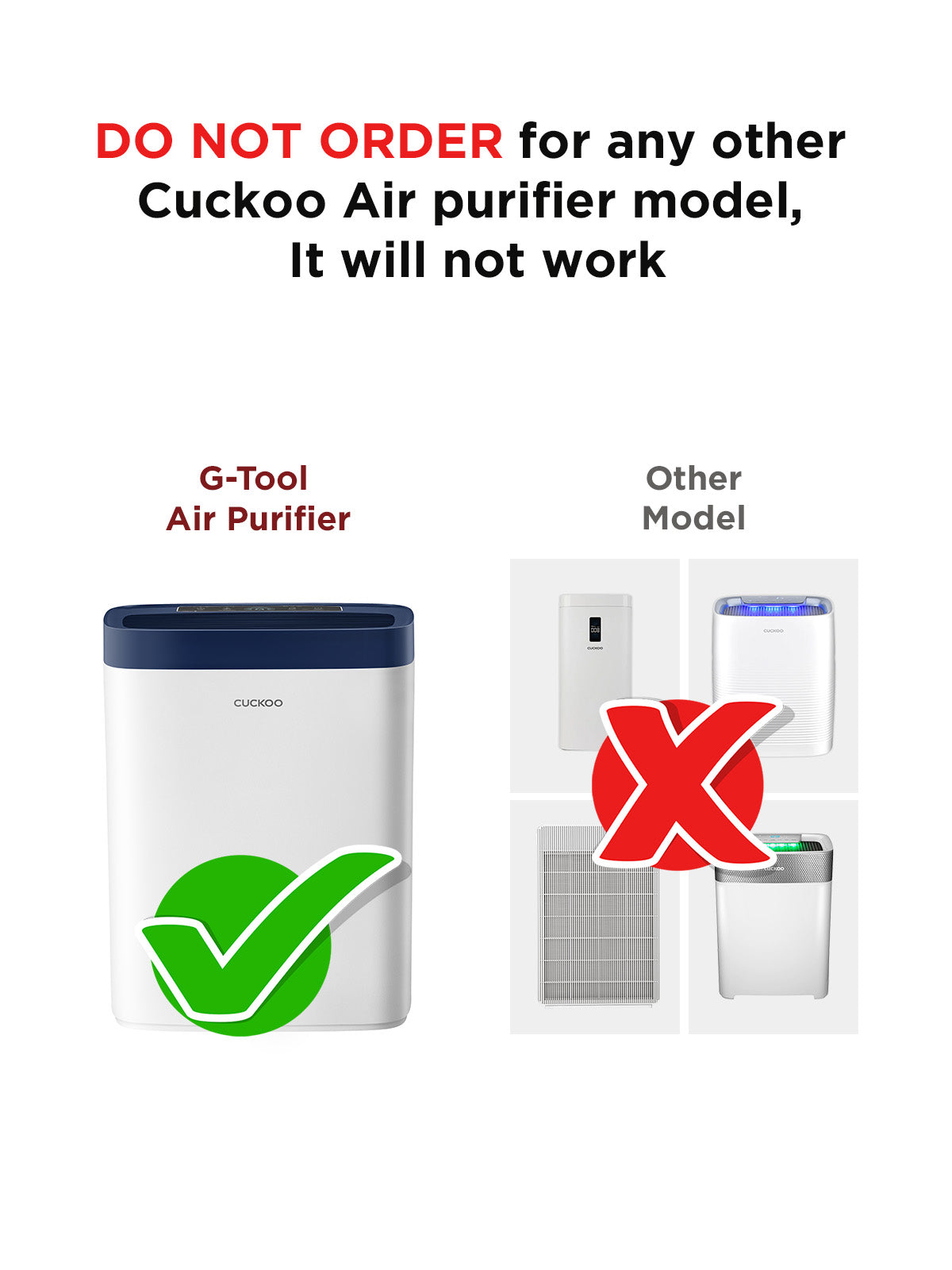 Air Purifier Replacement Filter For Model CAC-G0910FWH & CAC-G0910FN
