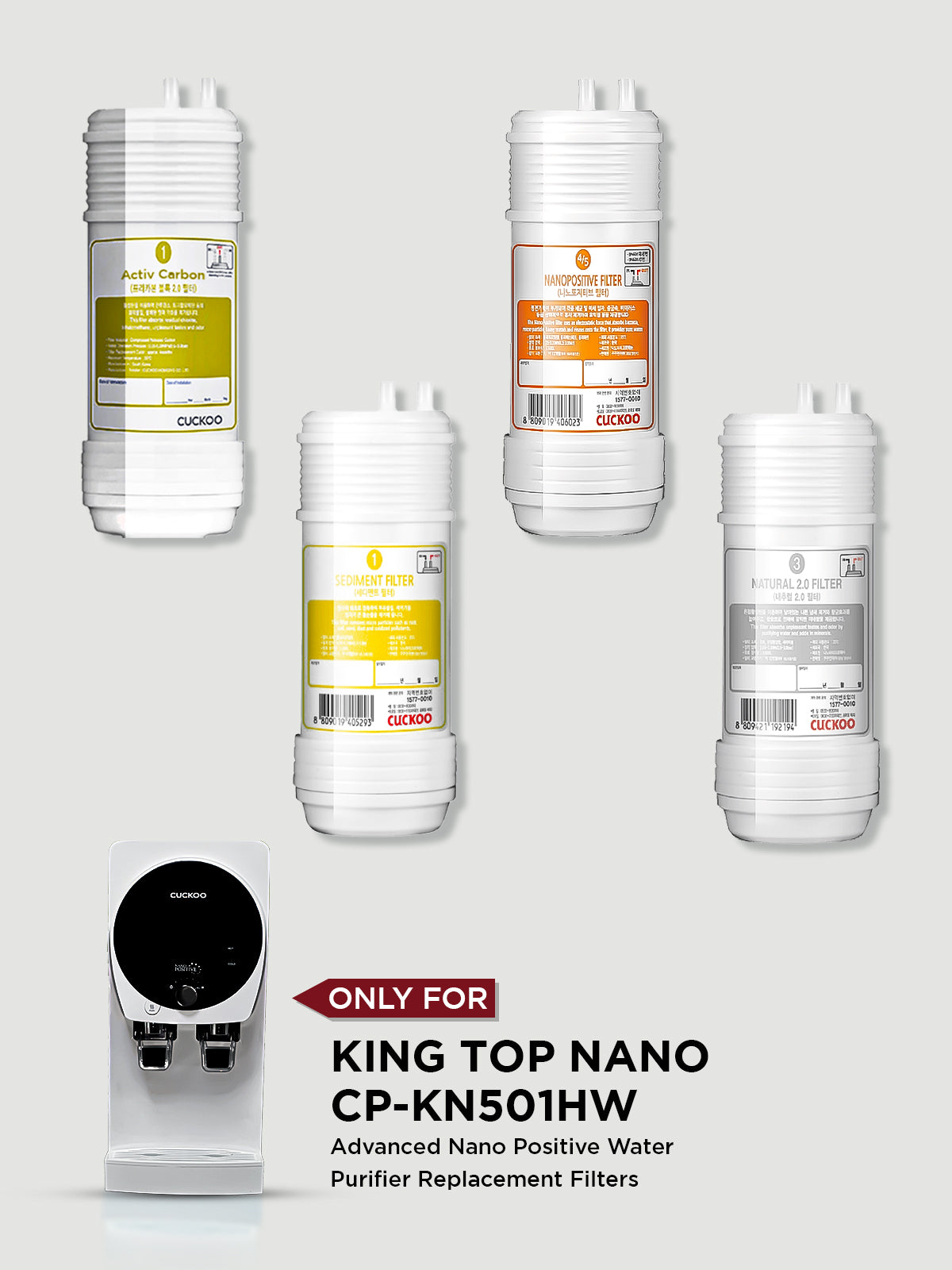 Replacement Filter Set For Water Purifier model No. CP-KN501HW (King Top) only