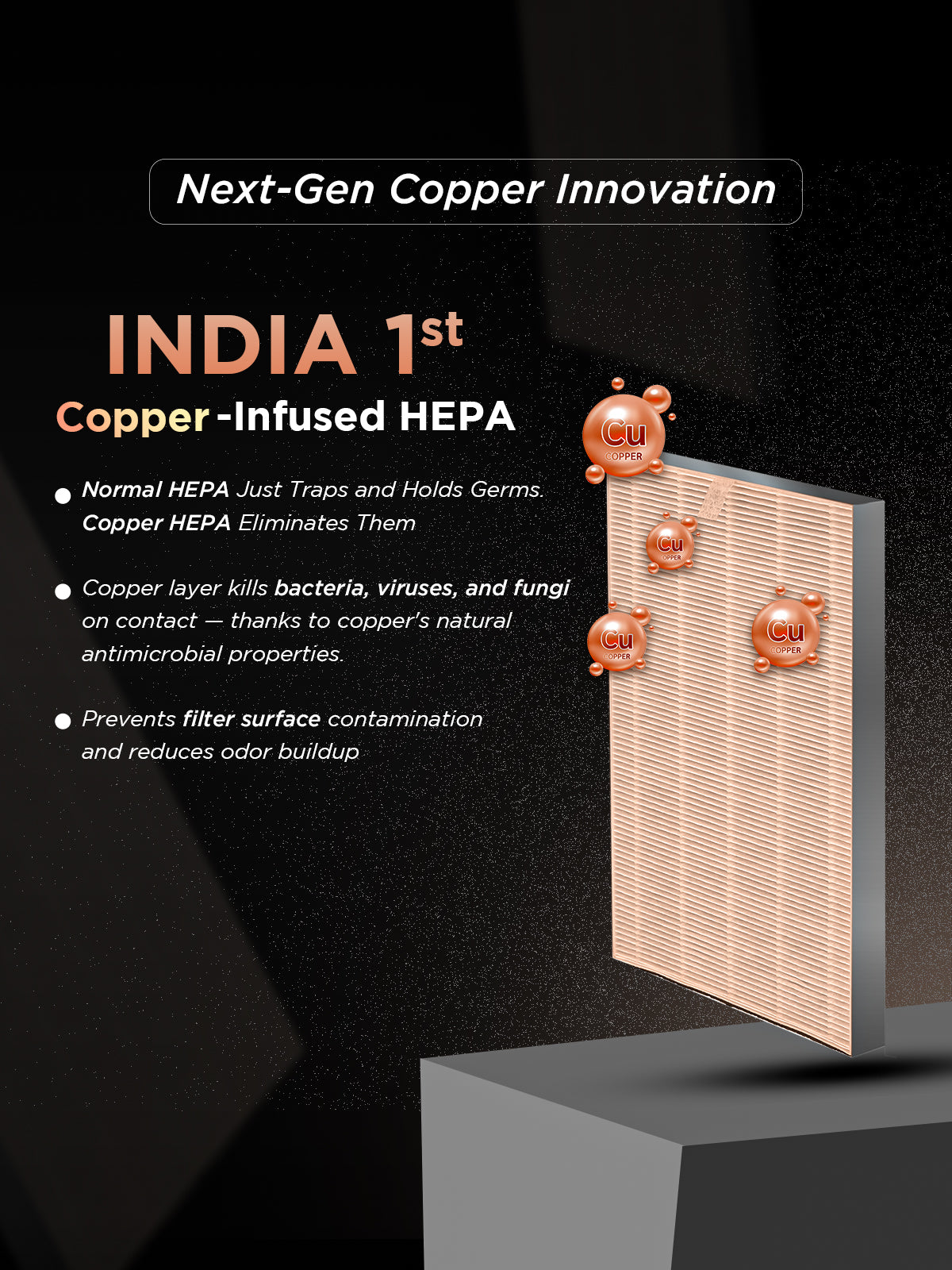 (Combo) Of - Respure Copper Air Purifier + Air Fryer 4.7 L (CAC-R1510FWCU + CAF-C0510D)