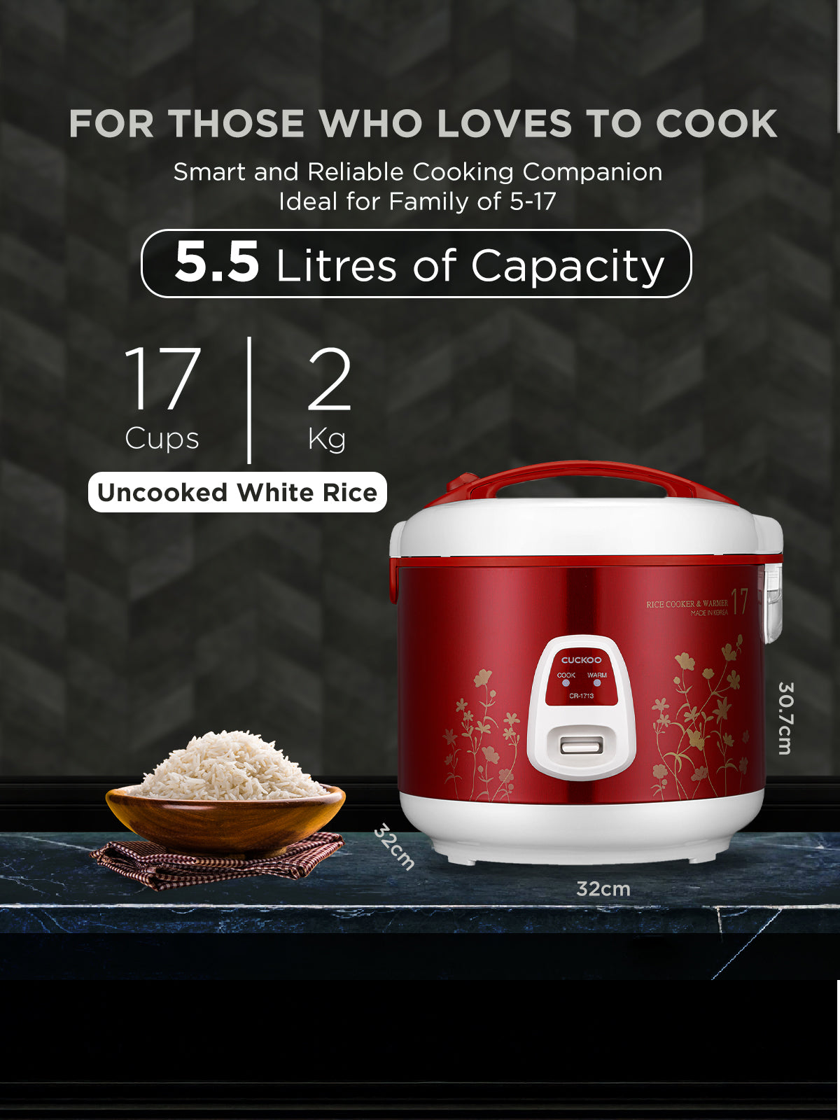 Cuckoo Rice Cooker 2.8 Litre | Watt 500 | (CR-1713)