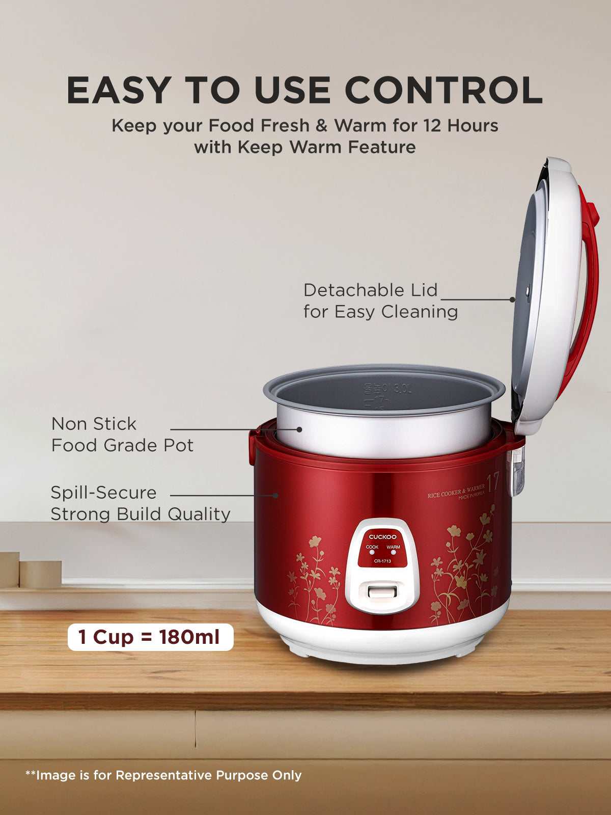 Cuckoo Rice Cooker 2.8 Litre | Watt 500 | (CR-1713)