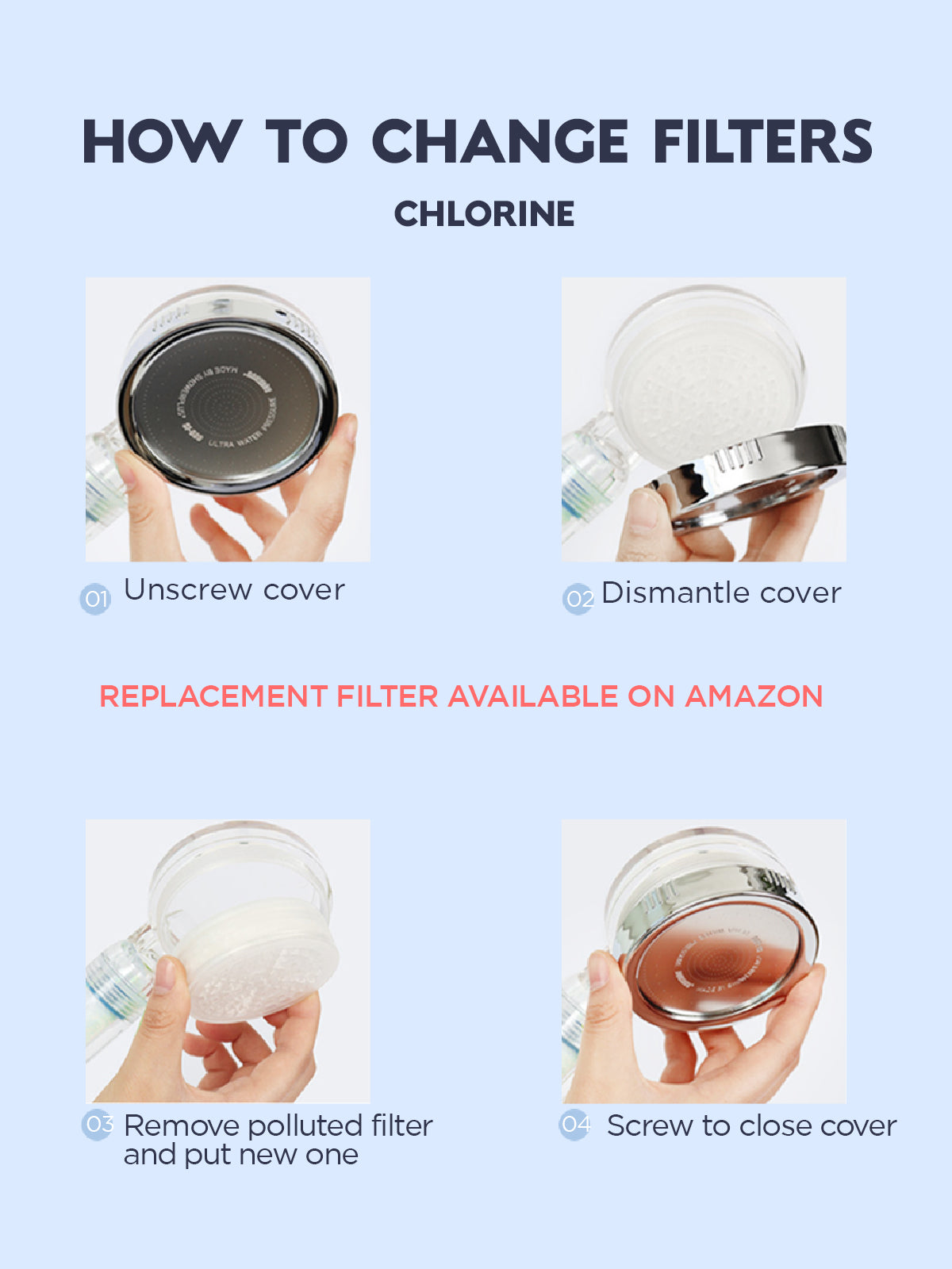 Handheld Shower Head With Filters (Sediment + Chlorine) Hard Water Softner for bathroom | CWC-CB001C (Sediment + Chlorine)