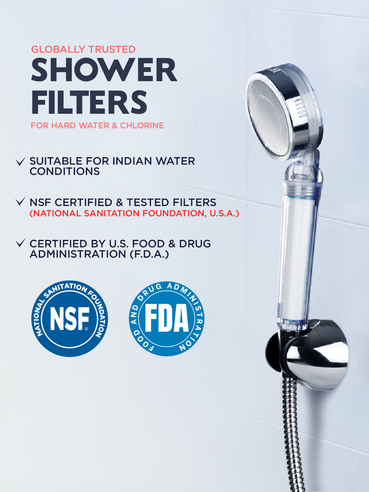 Handheld Shower Head With Filters (Sediment + Chlorine) Hard Water Softner for bathroom | CWC-CB001C (Sediment + Chlorine)