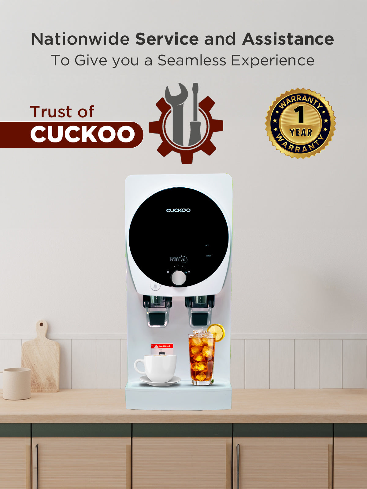 King Top Nano Positive Hot & Cold Water Purifier |  Suitable for Municipal Supply Or Water Having TDS Below 300 Only | Model No.- CP-KN501HW