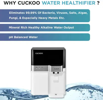 CUCKOO Dewpond Water Purifier | RO + in-Tank UV LED + Alkaline Mineral Multi Stage Filtration | 7.5 Littre Capacity | CP-RRP702MBK